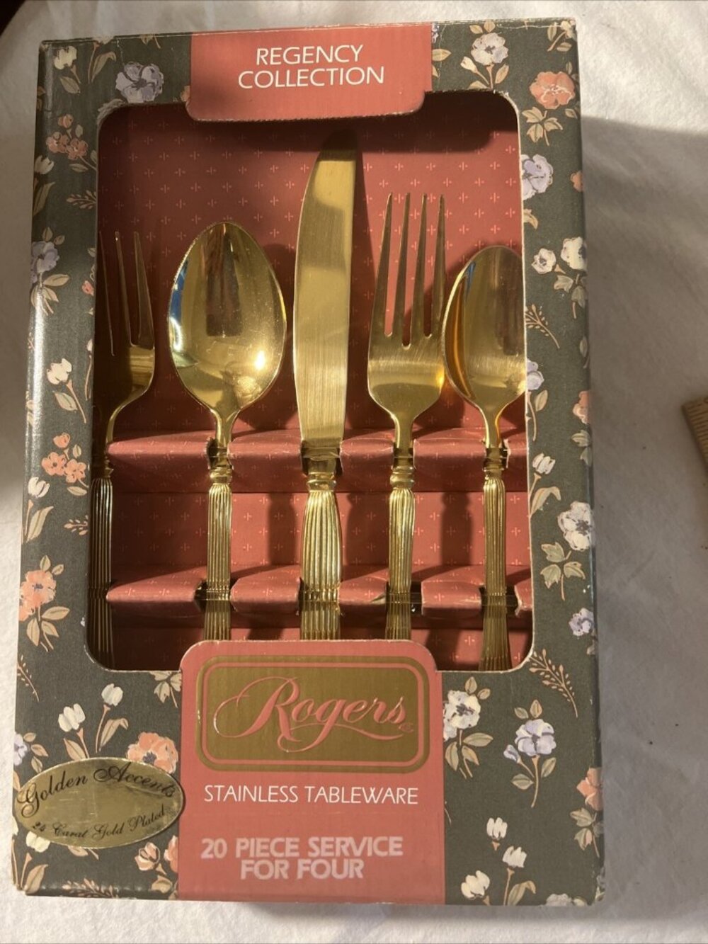 Flatware Rogers 24 karat Gold Plated Regency Collection 20 Pieces Serves 4 NOS